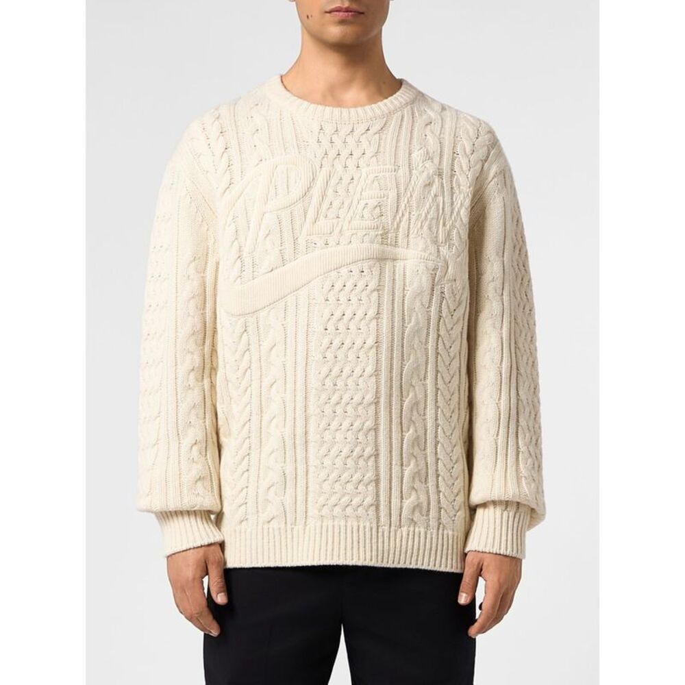 Philipp Plein Men Philipp Plein Relaxed Fit Cable-Knit Wool Crew-Neck Jumper